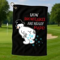 Funny Snowman Poop How Snowflake Are Really Made Christmas Golf Towel thumb 1