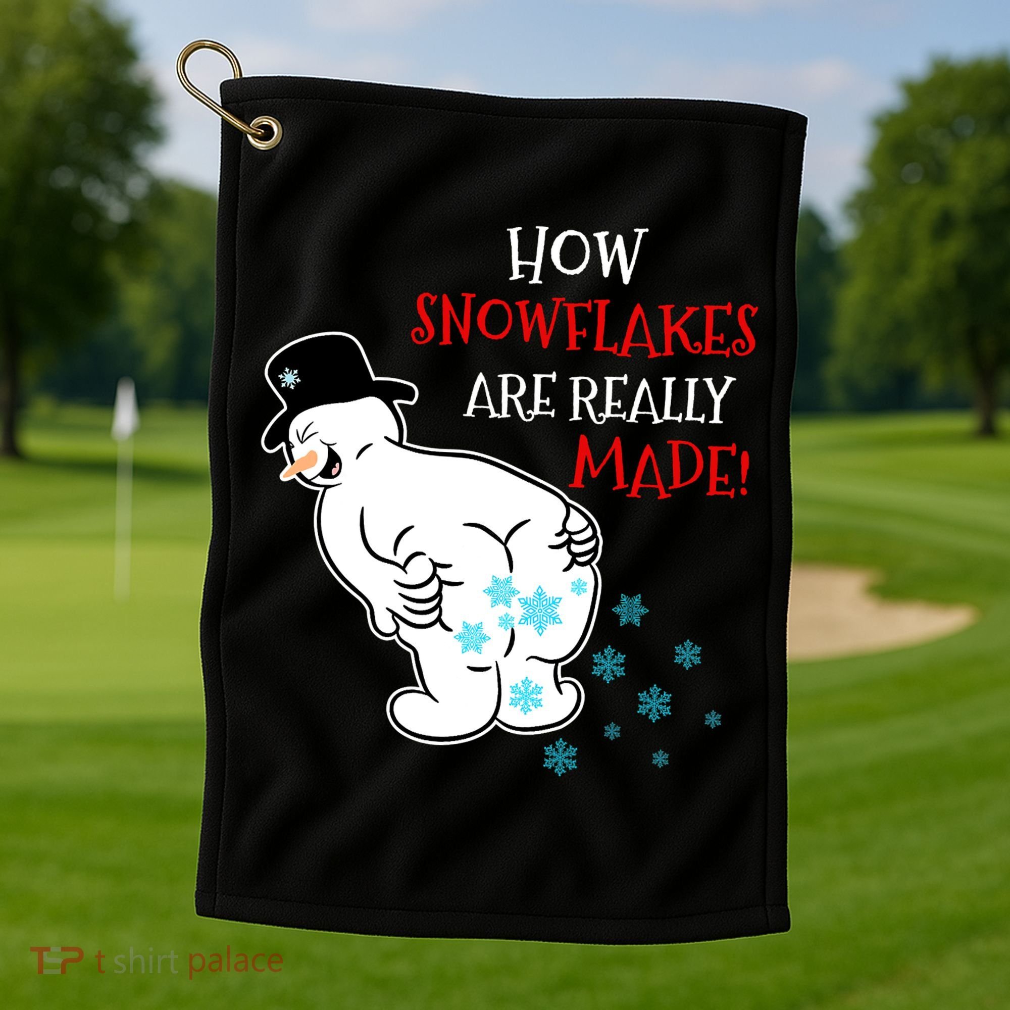 Funny Snowman Poop How Snowflake Are Really Made Christmas Golf Towel