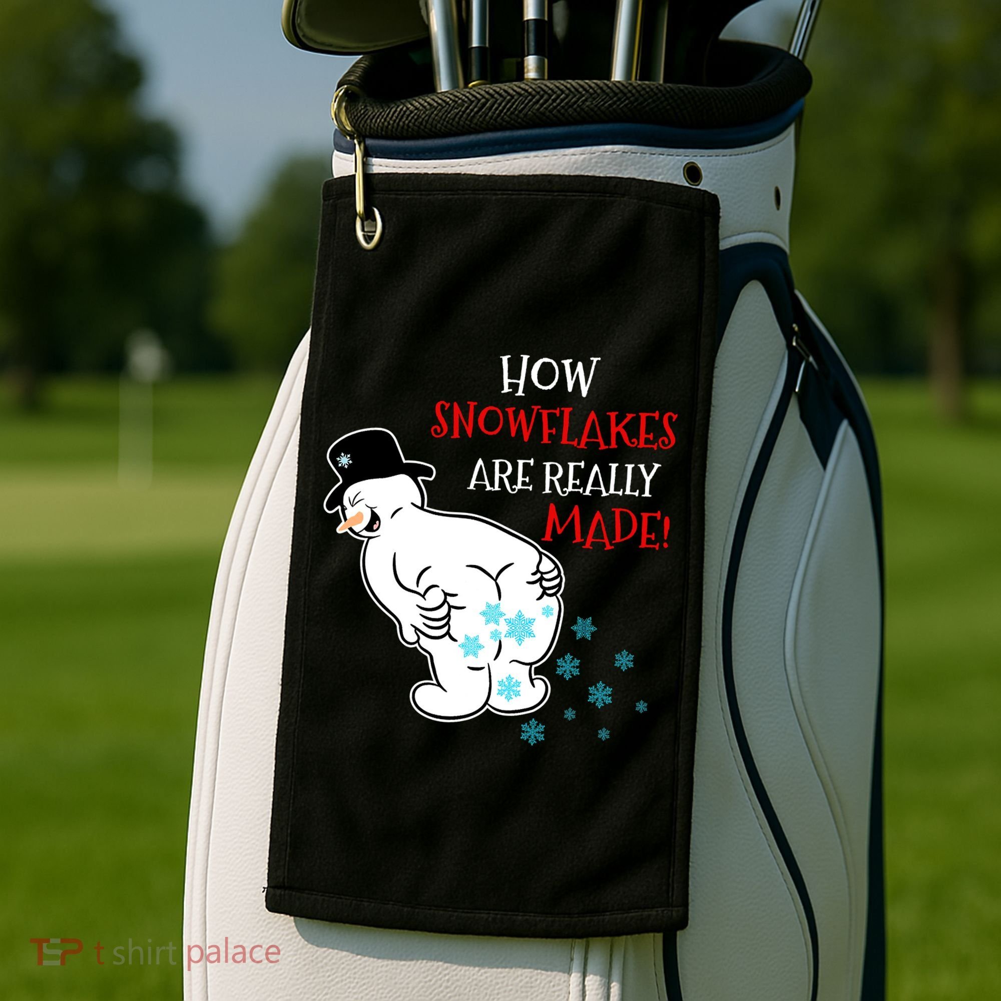 Funny Snowman Poop How Snowflake Are Really Made Christmas Golf Towel