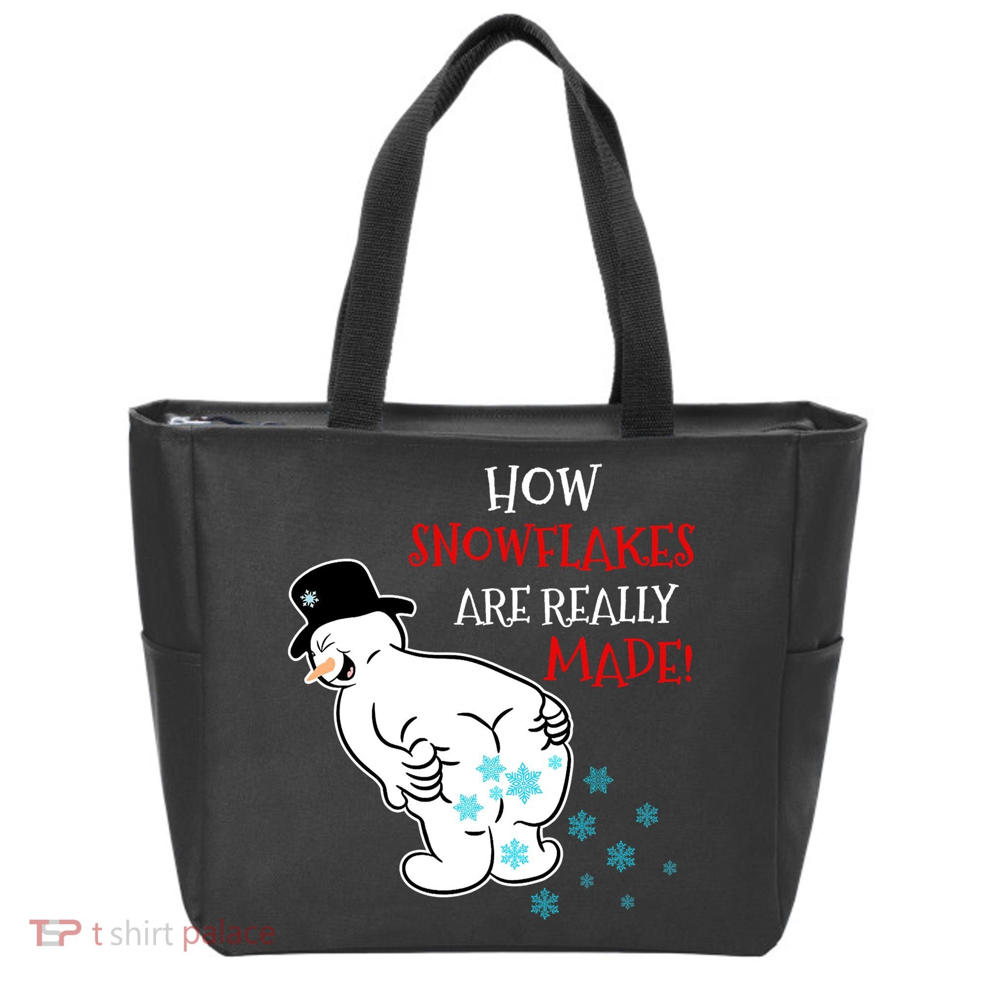 Funny Snowman Poop How Snowflake Are Really Made Christmas Tote Bag