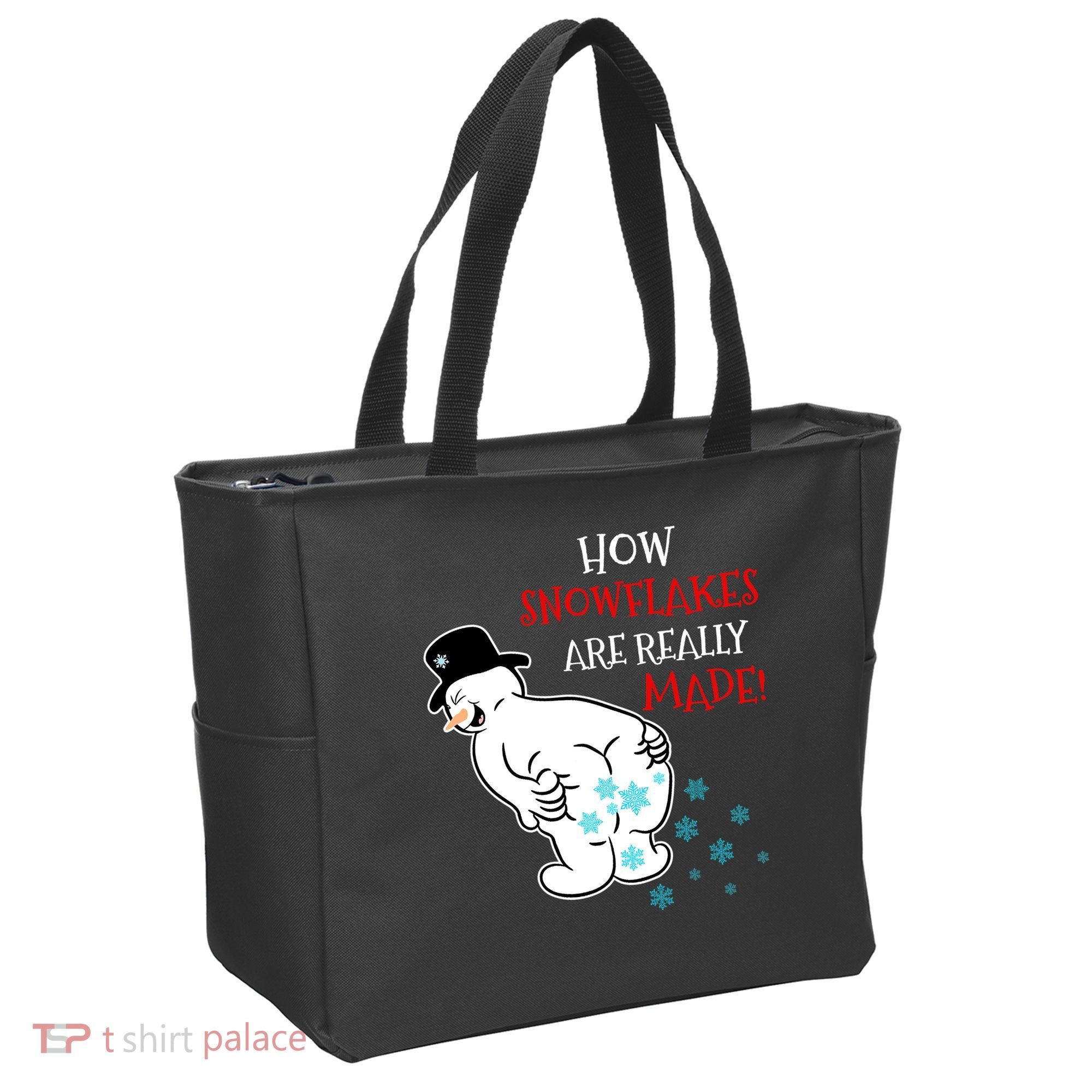 Funny Snowman Poop How Snowflake Are Really Made Christmas Tote Bag
