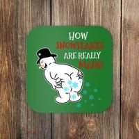 Funny Snowman Poop How Snowflake Are Really Made Christmas Coaster thumb 0