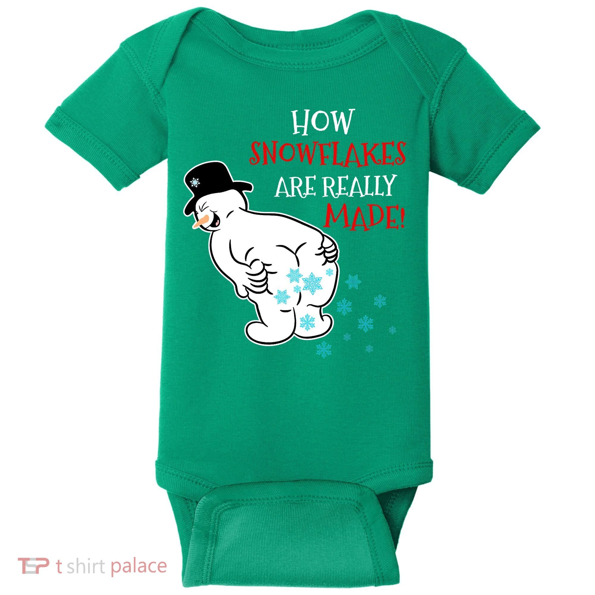 Funny Snowman Poop How Snowflake Are Really Made Christmas Baby Bodysuit