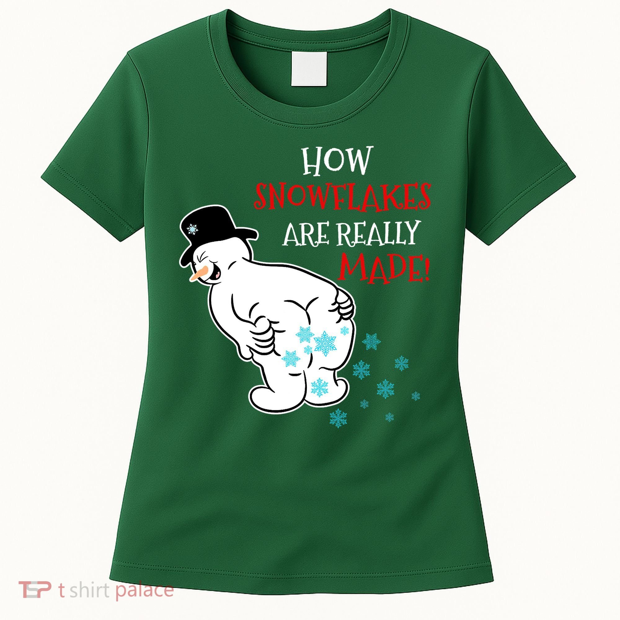 Funny Snowman Poop How Snowflake Are Really Made Christmas Women's T-Shirt