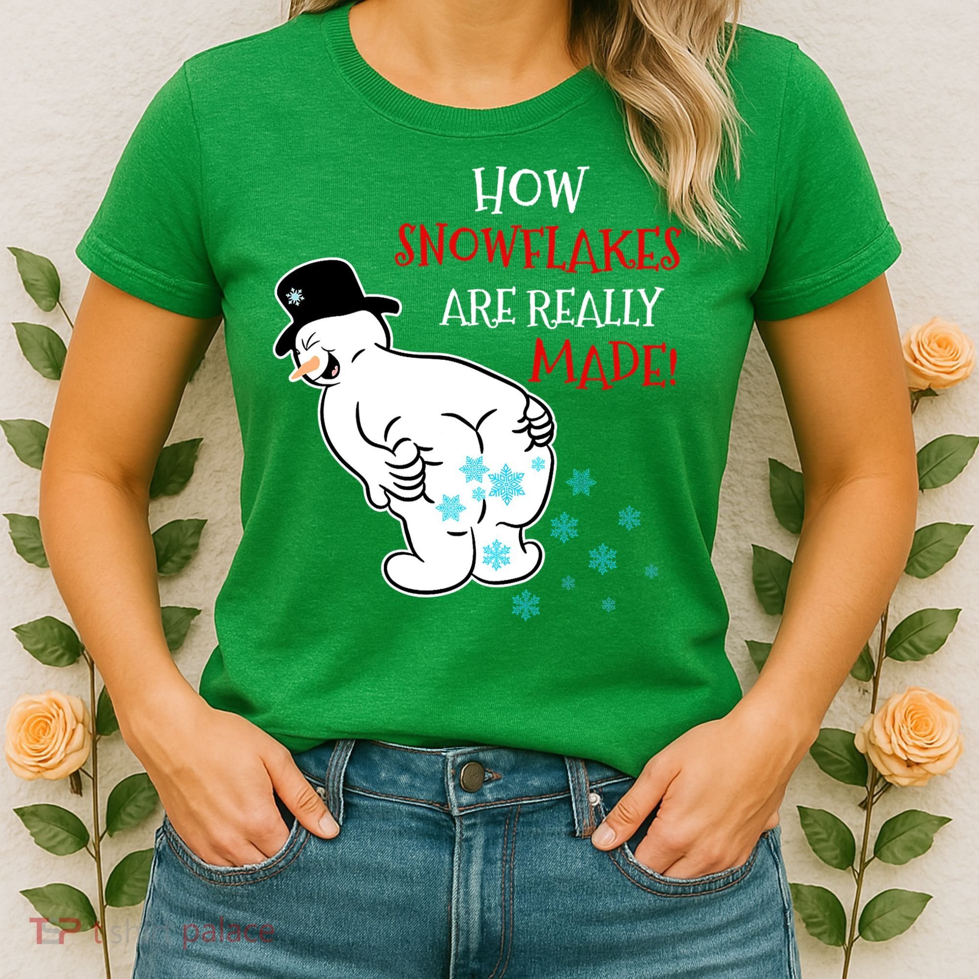 Funny Snowman Poop How Snowflake Are Really Made Christmas Women's T-Shirt