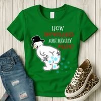 Funny Snowman Poop How Snowflake Are Really Made Christmas Women's T-Shirt thumb 3