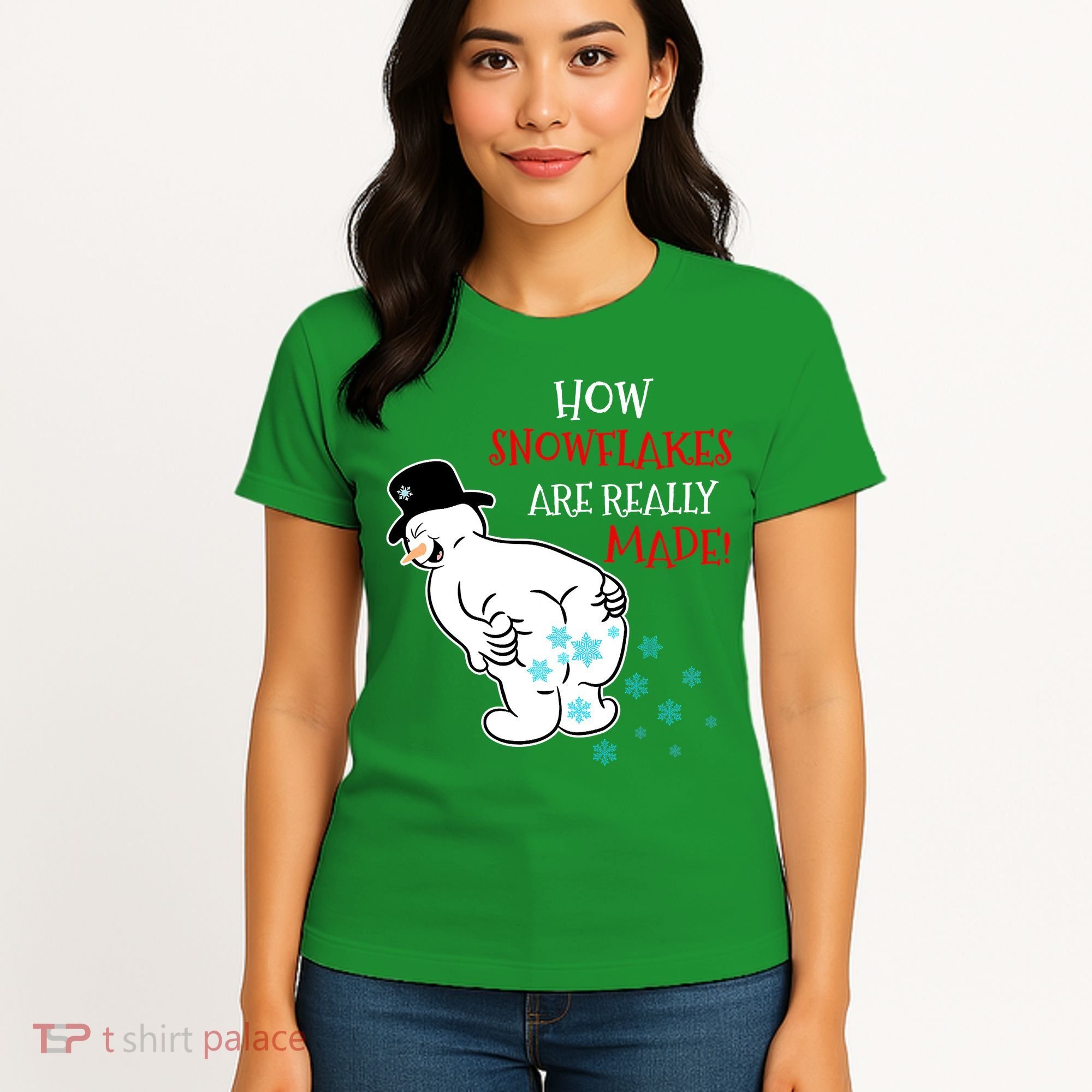 Funny Snowman Poop How Snowflake Are Really Made Christmas Women's T-Shirt