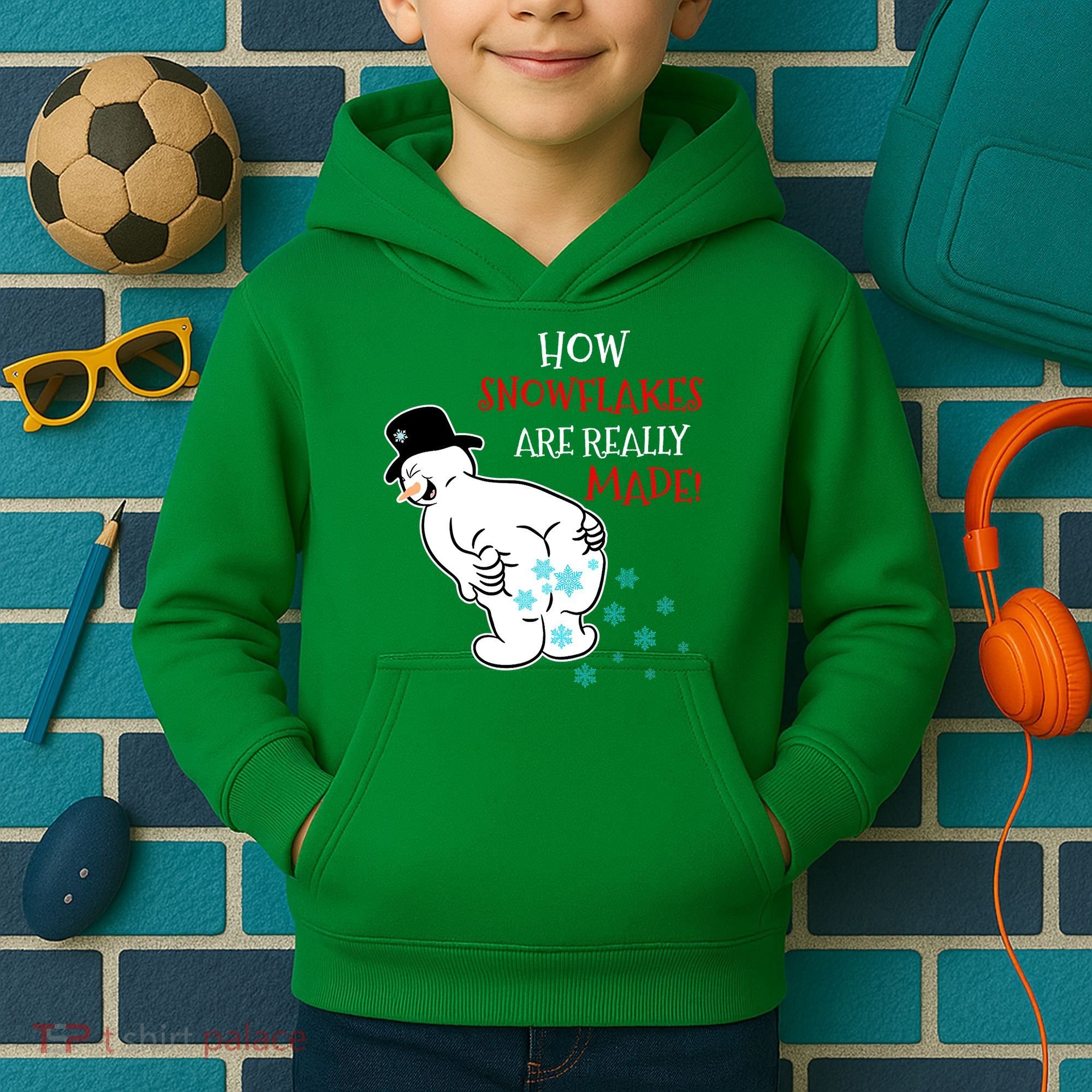 Funny Snowman Poop How Snowflake Are Really Made Christmas Kids Hoodie