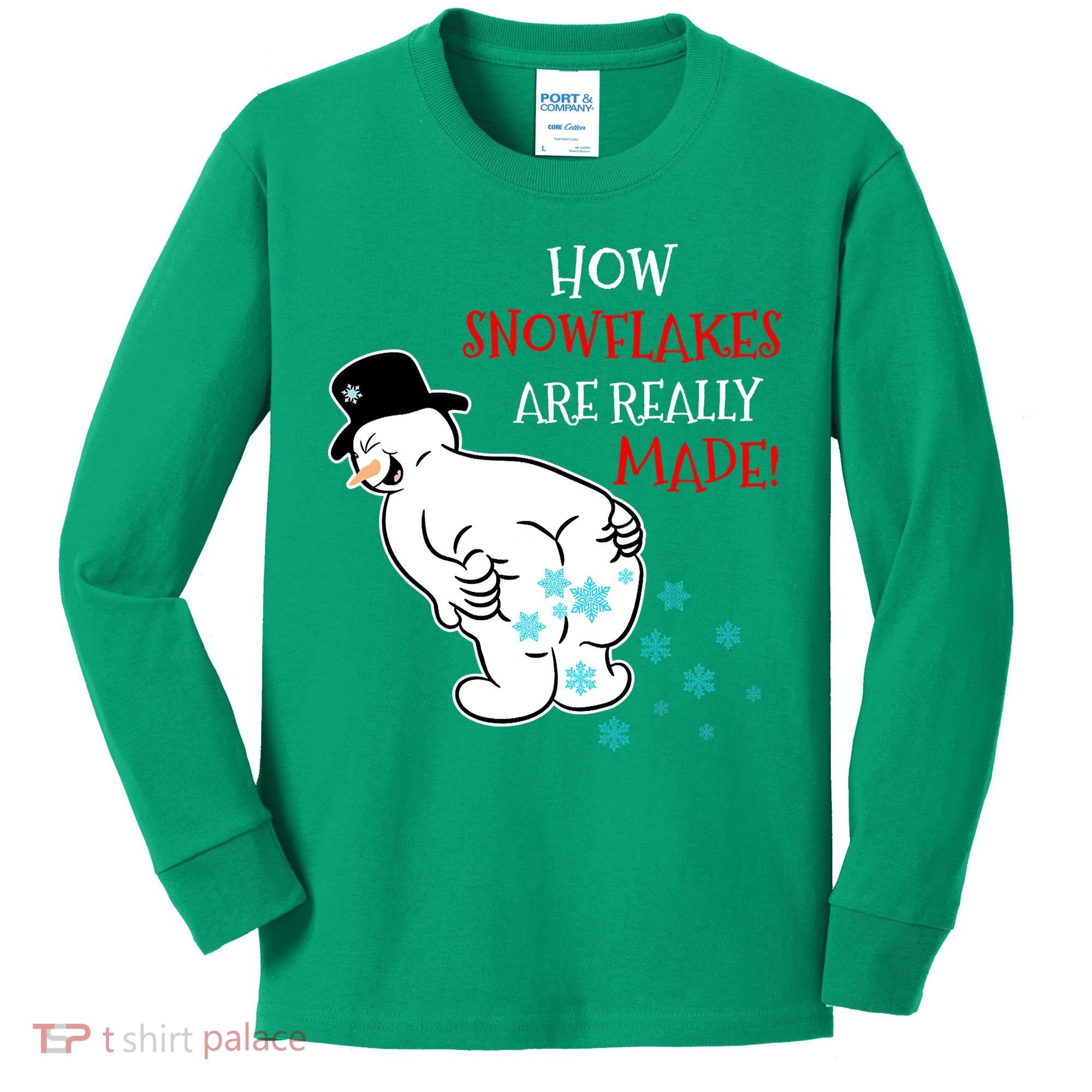 Funny Snowman Poop How Snowflake Are Really Made Christmas Kids Long Sleeve Shirt