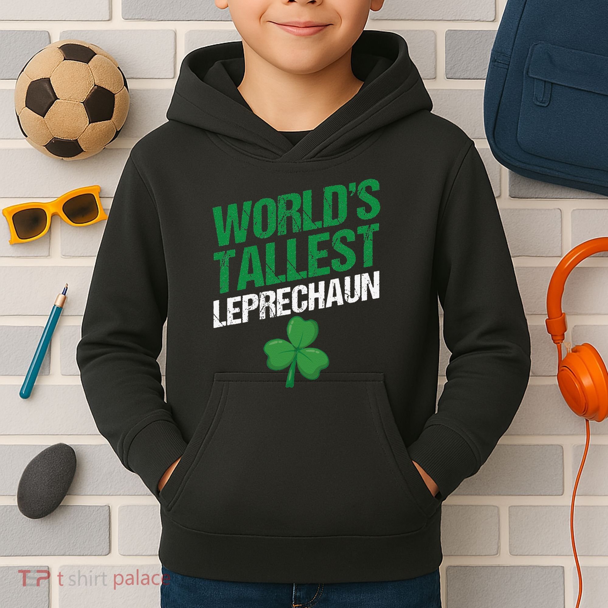 Funny Saint Patrick's Day World's Tallest Leprechaun Kids Hoodie