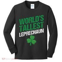Funny Saint Patrick's Day World's Tallest Leprechaun Kids Long Sleeve Shirt thumb 0