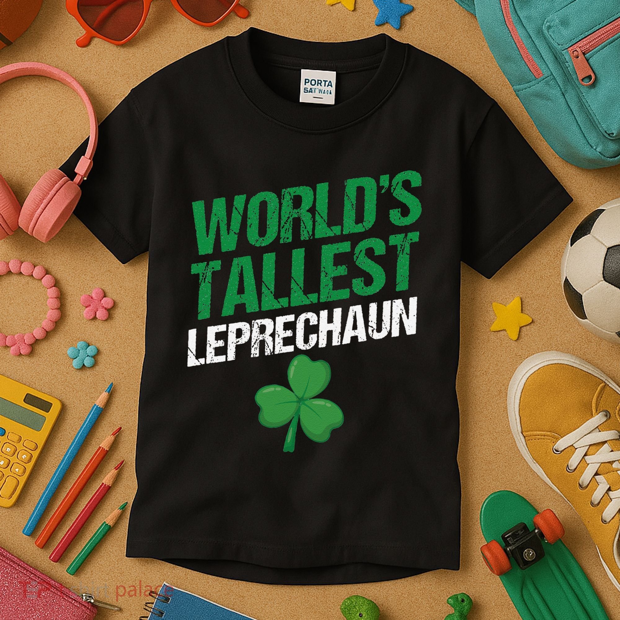 Funny Saint Patrick's Day World's Tallest Leprechaun Kids T-Shirt