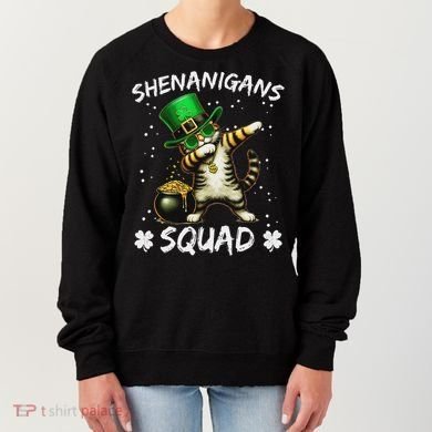 Funny St Patricks Day Dabbing Cat St Paddy Shenanigans Squad Women's Sweatshirt