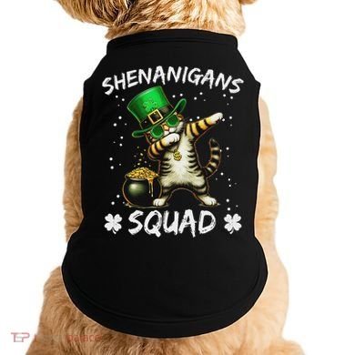 Funny St Patricks Day Dabbing Cat St Paddy Shenanigans Squad Doggie Tank