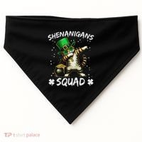 Funny St Patricks Day Dabbing Cat St Paddy Shenanigans Squad USA-Made Doggie Bandana thumb 0