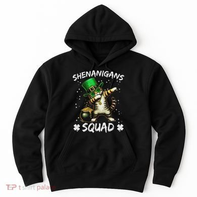Funny St Patricks Day Dabbing Cat St Paddy Shenanigans Squad Hoodie