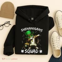 Funny St Patricks Day Dabbing Cat St Paddy Shenanigans Squad Hoodie thumb 4