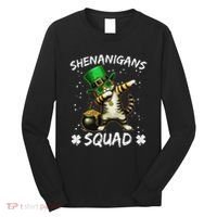 Funny St Patricks Day Dabbing Cat St Paddy Shenanigans Squad Long Sleeve Shirt thumb 0