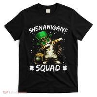 Funny St Patricks Day Dabbing Cat St Paddy Shenanigans Squad T-Shirt thumb 0