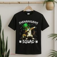 Funny St Patricks Day Dabbing Cat St Paddy Shenanigans Squad T-Shirt thumb 2