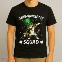 Funny St Patricks Day Dabbing Cat St Paddy Shenanigans Squad T-Shirt thumb 3