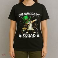 Funny St Patricks Day Dabbing Cat St Paddy Shenanigans Squad T-Shirt thumb 4