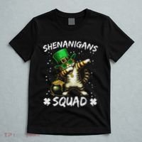 Funny St Patricks Day Dabbing Cat St Paddy Shenanigans Squad T-Shirt thumb 5