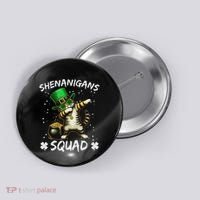 Funny St Patricks Day Dabbing Cat St Paddy Shenanigans Squad Button thumb 0