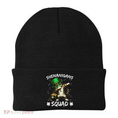 Funny St Patricks Day Dabbing Cat St Paddy Shenanigans Squad Beanie