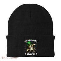 Funny St Patricks Day Dabbing Cat St Paddy Shenanigans Squad Beanie thumb 0