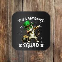 Funny St Patricks Day Dabbing Cat St Paddy Shenanigans Squad Coaster thumb 0