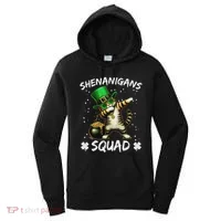 Funny St Patricks Day Dabbing Cat St Paddy Shenanigans Squad Women's Hoodie thumb 0