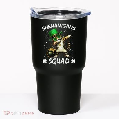 Funny St Patricks Day Dabbing Cat St Paddy Shenanigans Squad Tumbler