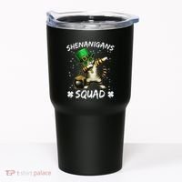 Funny St Patricks Day Dabbing Cat St Paddy Shenanigans Squad Tumbler thumb 0