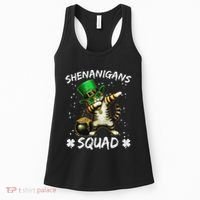 Funny St Patricks Day Dabbing Cat St Paddy Shenanigans Squad Women's Tank Top thumb 0