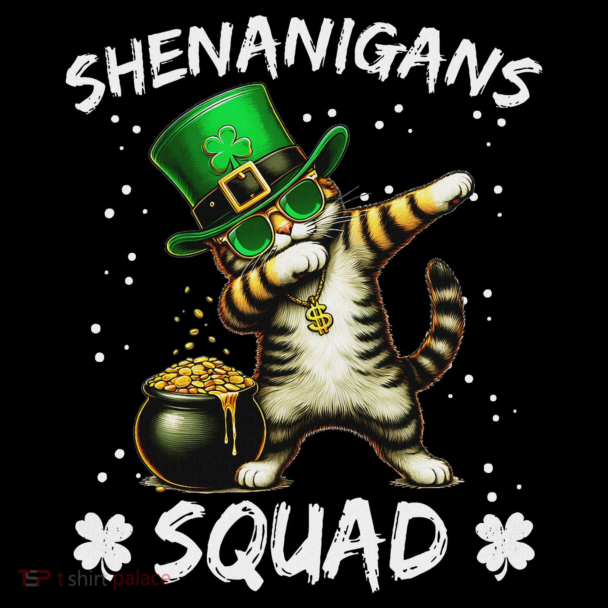 Funny St Patricks Day Dabbing Cat St Paddy Shenanigans Squad Women's Tank Top