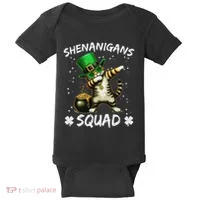 Funny St Patricks Day Dabbing Cat St Paddy Shenanigans Squad Baby Bodysuit thumb 0