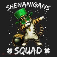Funny St Patricks Day Dabbing Cat St Paddy Shenanigans Squad Hat thumb 2