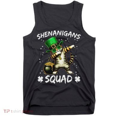 Funny St Patricks Day Dabbing Cat St Paddy Shenanigans Squad Tank Top