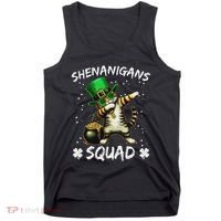 Funny St Patricks Day Dabbing Cat St Paddy Shenanigans Squad Tank Top thumb 0
