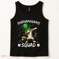 Funny St Patricks Day Dabbing Cat St Paddy Shenanigans Squad Tank Top thumb 2