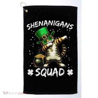 Funny St Patricks Day Dabbing Cat St Paddy Shenanigans Squad Golf Towel