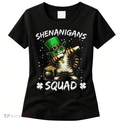 Funny St Patricks Day Dabbing Cat St Paddy Shenanigans Squad Women's T-Shirt