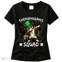 Funny St Patricks Day Dabbing Cat St Paddy Shenanigans Squad Women's T-Shirt thumb 0