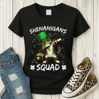 Funny St Patricks Day Dabbing Cat St Paddy Shenanigans Squad Women's T-Shirt thumb 3