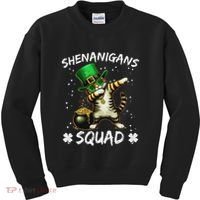 Funny St Patricks Day Dabbing Cat St Paddy Shenanigans Squad Kids Sweatshirt thumb 0