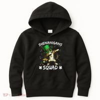 Funny St Patricks Day Dabbing Cat St Paddy Shenanigans Squad Kids Hoodie thumb 0