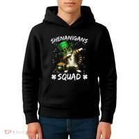 Funny St Patricks Day Dabbing Cat St Paddy Shenanigans Squad Kids Hoodie thumb 4