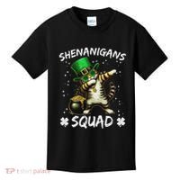 Funny St Patricks Day Dabbing Cat St Paddy Shenanigans Squad Kids T-Shirt thumb 0