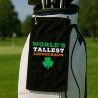 Funny Saint Patrick's Day Worlds Tallest Leprechaun Gift Golf Towel thumb 2
